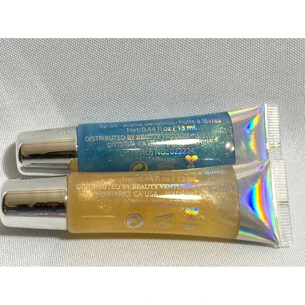 Beauty Venture High Shine Lip Oil Duo – Blue & Gold – New
